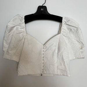 Alice and Olivia Lakita Sweetheart Puff Sleeve Top